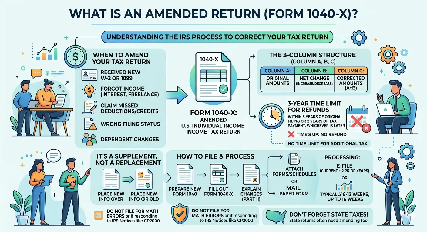 IRS Form 1040-X amended return guide and 3-year refund deadline explained by an Enrolled Agent