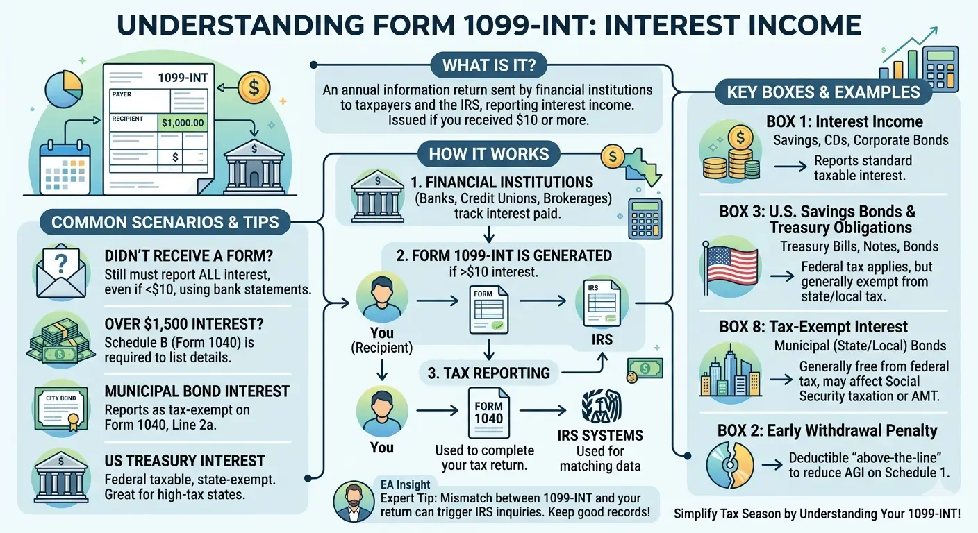IRS Form 1099-INT interest income reporting guide explained by an Enrolled Agent