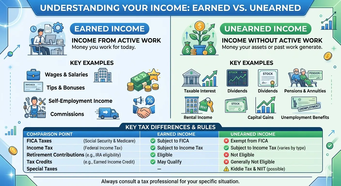 What is unearned income — types, tax rules, and comparison with earned income explained by an Enrolled Agent