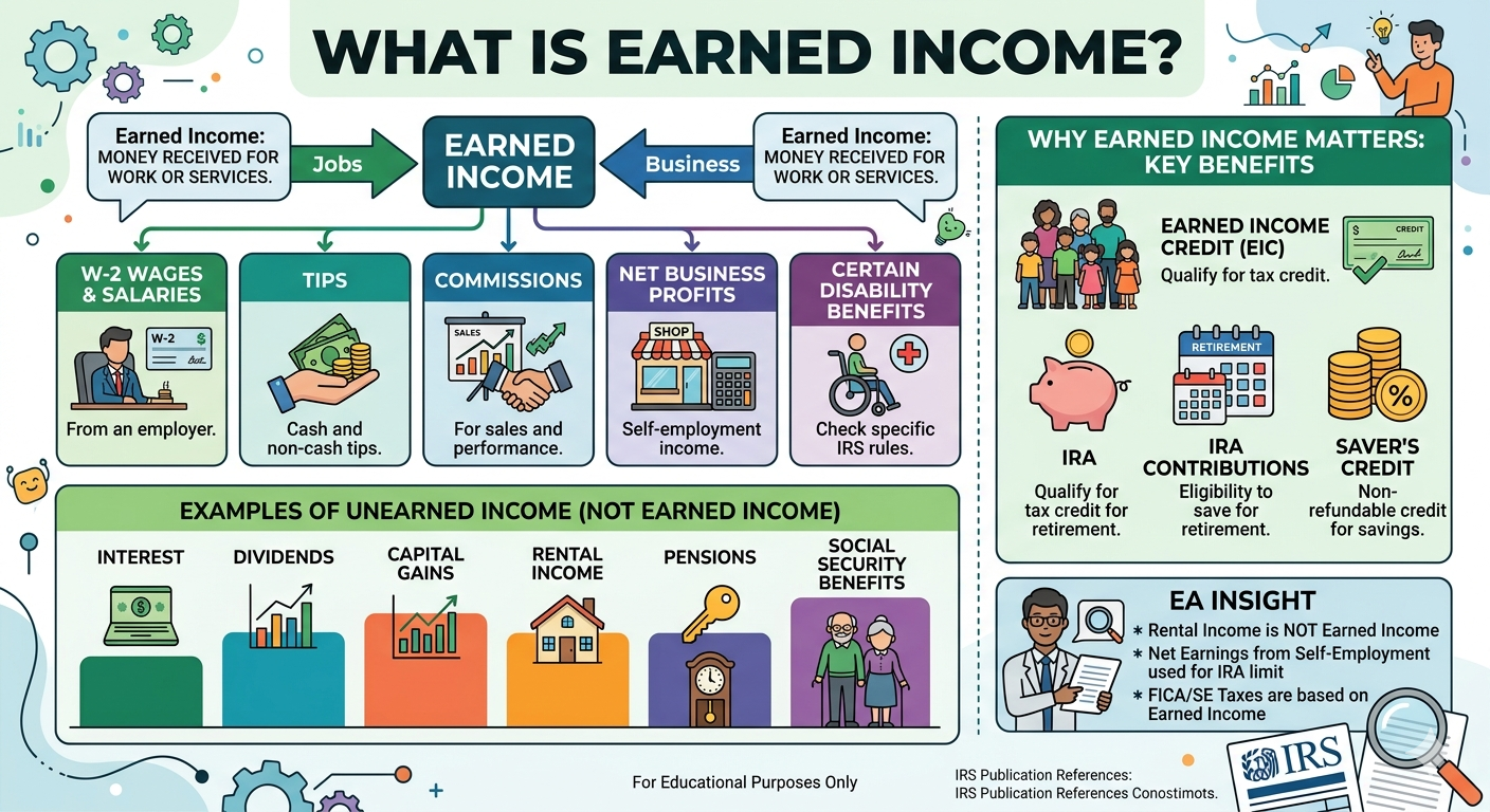 What is earned income — IRS definition, examples, and tax benefits explained by an Enrolled Agent