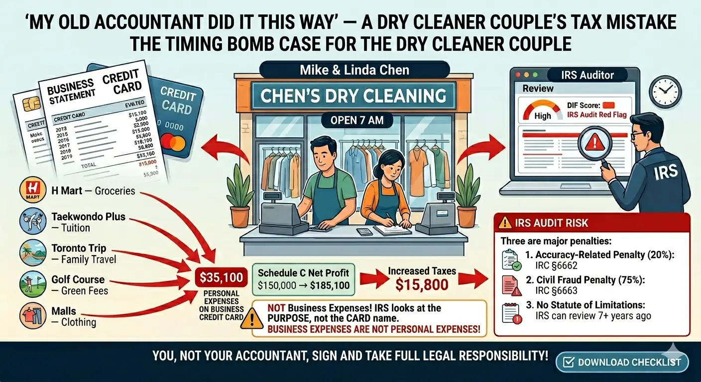 Dry cleaner couple's IRS audit risk explained — when business credit card spending hides personal expenses