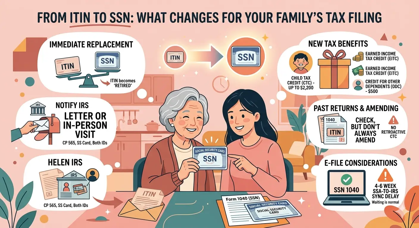 Tax filing transition from ITIN to SSN — what changes for immigrant families when an SSN finally arrives