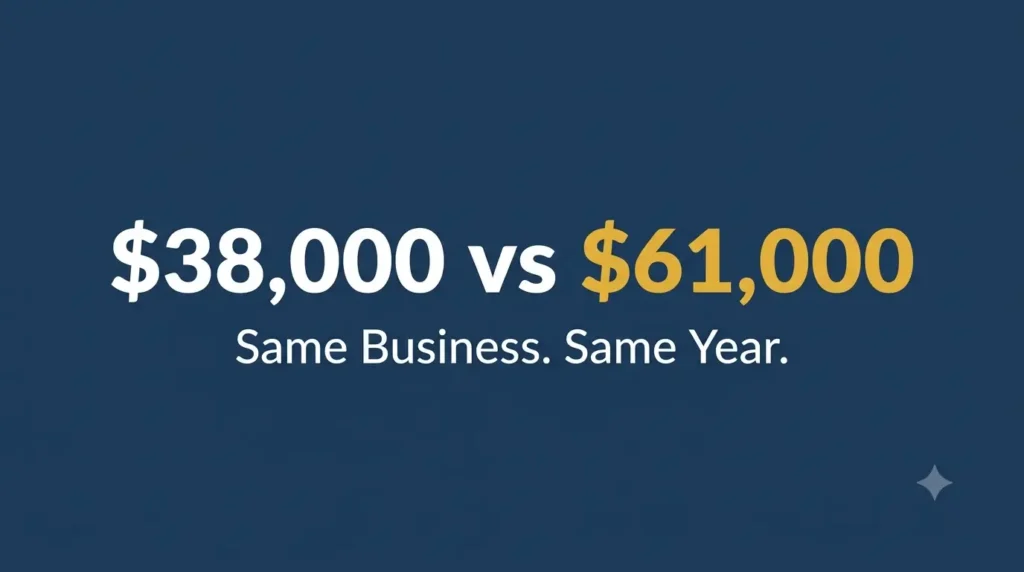 Bookkeeper's $38,000 year-end profit versus a tax preparer's $61,000 Schedule C profit for the same small business, explained by an Enrolled Agent