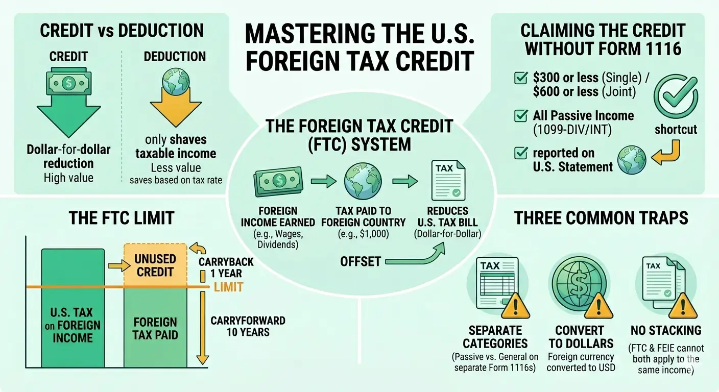 What is the Foreign Tax Credit — how foreign income tax offsets your U.S. tax bill through Form 1116, explained by an Enrolled Agent